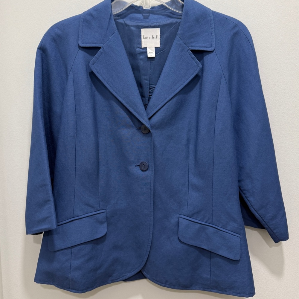 Lovely Kate Hill Periwinkle Blue Lined Spring Blazer, Size 12 Petite